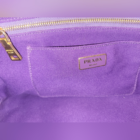 PRADA Large Canapa PM Purple Jeweled Bag - Picture 5 of 6
